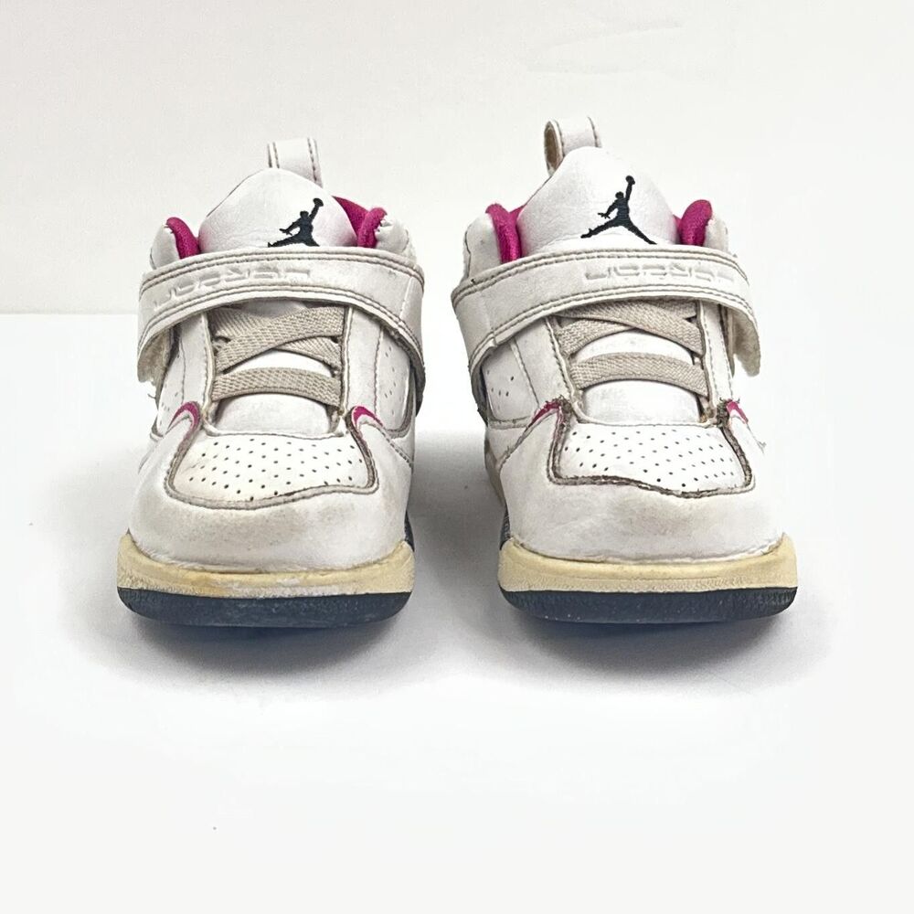 Nike Jordan Flight 45 Shoes Toddler Girls 7C White Pink Leather 364759-128 - Picture 9 of 11